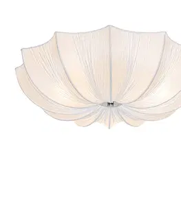 Stropni svitidla Designové stropní svítidlo bílé hedvábí 52 cm 3-světlo - Plu