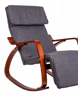 Židle Tmavě šedé houpací křeslo s hnědým rámem