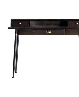 Stylové a luxusní pracovní a psací stoly Estila Industriální psací stolek do kanceláře Islip z kovu v tmavě hnědé barvě se zásuvkami 120cm