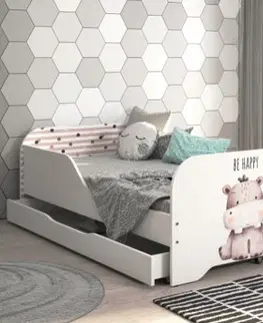Dětské postele Dětská postel MIKI 160 x 80 cm s motivem hrocha