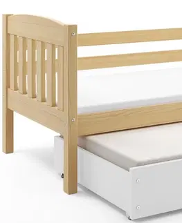 Postele BMS Dětská postel KUBUŠ 2 s přistýlkou | borovice Barva: Borovice / bílá, Rozměr: 200 x 90 cm