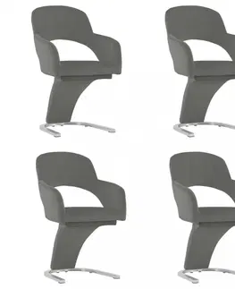 Židle Jídelní židle 4 ks samet / chrom Dekorhome Zelená