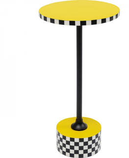 Odkládací stolky KARE Design Odkládací stolek Domero Checkers - žlutý, Ø25cm