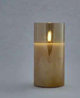 LED osvětlení na baterie DecoLED LED svíčka ve skle, 7,5 x 12,5 cm, zlatá