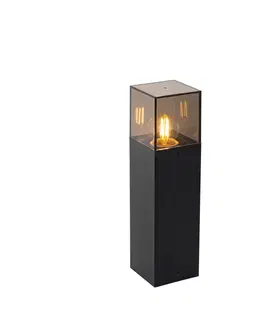 Venkovni stojaci lampy Stojací venkovní lampa černá s kouřovým stínidlem 30 cm - Dánsko