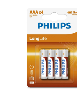Baterie primární Philips Philips R03L4B/10 - 4 ks Zinkochloridová baterie AAA LONGLIFE 1,5V 