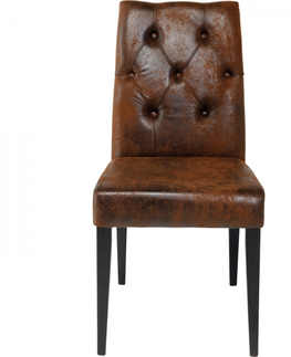 Jídelní židle KARE Design Hnědá čalouněná jídelní židle Casual Buttons Vintage