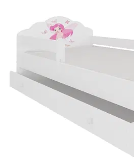 Postele ArtAdrk Dětská postel CASIMO | se zásuvkou a zábranou Provedení: Dívka s křídly