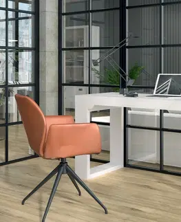 Stylové a luxusní pracovní a psací stoly Estila Moderní minimalistický kancelářský stůl Lyon z masivního dřeva 150cm