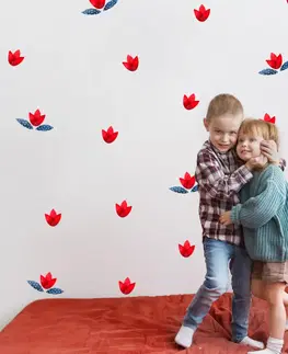 Samolepky na zeď Dětské samolepky na zeď - Červené květiny