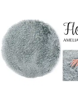 Koberce a koberečky AmeliaHome Kulatý koberec Floro šedý, velikost d80