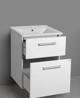 Koupelnový nábytek AQUALINE VEGA umyvadlová skříňka 51,5x72,6x43,6cm, 2x zásuvka, bílá VG053