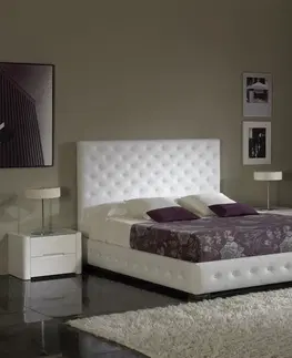 Luxusní a stylové postele Estila Elegantní postel chesterfield ALMA s koženým čalouněním 200 cm