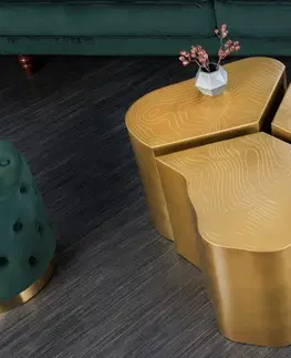 Designové a luxusní konferenční stolky Estila Luxusní glamour konferenční stolek Altera organických tvarů z kovu v mosazném provedení 80cm