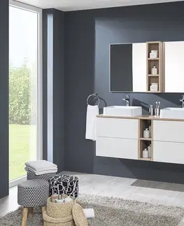Koupelnový nábytek MEREO Koupelnová deska na skříňku 141 cm, bílá vysoký lesk perlička CN724DB