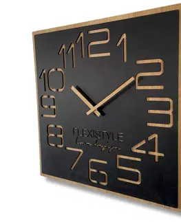 Nástěnné hodiny Designové nástěné hodiny v luxusní kombinaci dřeva a černé barvy 60 cm