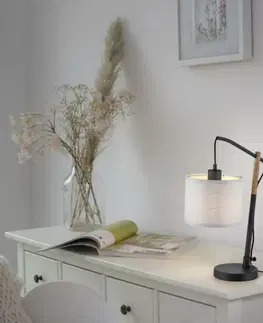 Lampy na noční stolek LEUCHTEN DIREKT is JUST LIGHT stolní lampa černá s imitací dřeva šňůrový vypínač IP20 do interiéru LD 14184-16