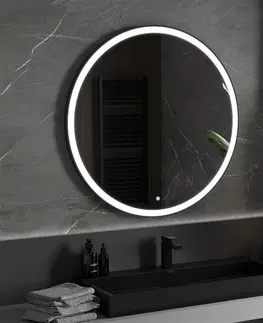 Koupelnová zrcadla MEXEN Esso zrcadlo s osvětlením 100 cm, LED 6000K černý rám 9825-100-100-611-70