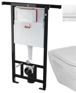 WC sedátka ALCADRAIN Jádromodul předstěnový instalační systém s bílým tlačítkem M1710 + WC JIKA LYRA PLUS + SEDÁTKO DURAPLAST SLOWCLOSE AM102/1120 M1710 LY5