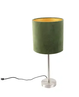Stolni lampy Stolní lampa ocel se zeleným odstínem 25 cm - Simplo