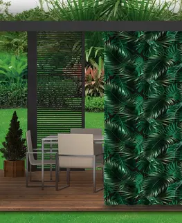 Závěsy do altánku Zelený závěs do zahradního altánku s motivem listů 155x240 cm