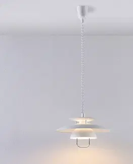 Závěsná světla Lindby Závěsné svítidlo Lindby Nadija, bílé, Ø 43 cm, výškově nastavitelné