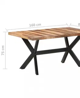 Jídelní stoly Jídelní stůl masivní dřevo / ocel Dekorhome 160x80x75 cm