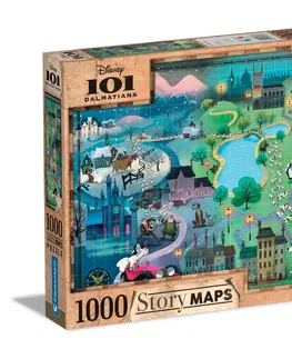 Hračky puzzle CLEMENTONI - Puzzle 1000 dílků - Disney mapa 101 Dalmatinů