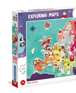 Hračky puzzle CLEMENTONI - Puzzle 250 dílků Mapa - Evropa: osobnosti