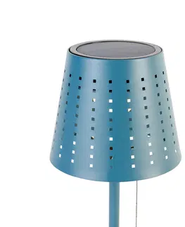 Stolni lampy Venkovní stolní lampa modrá včetně LED 3-stupňové stmívatelné dobíjecí a solární - Ferre