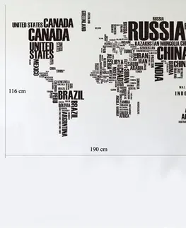 Samolepky na zeď Samolepicí dekorace Mapa světa z písmen