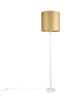 Stojaci lampy Vintage stojací lampa bílá se zlatým odstínem trojúhelníku 40 cm - Simplo