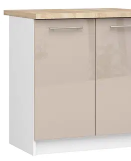 Kuchyňské dolní skříňky Ak furniture Kuchyňská skříňka Olivie S 80 cm 2D bílá/cappuccino lesk