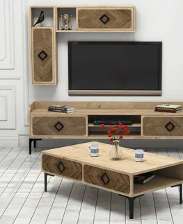 Obývací stěny a sestavy nábytku Set nábytku do obývacího pokoje SAMBA dub