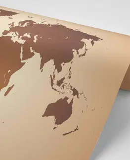 Tapety mapy Tapeta mapa světa v odstínech hnědé