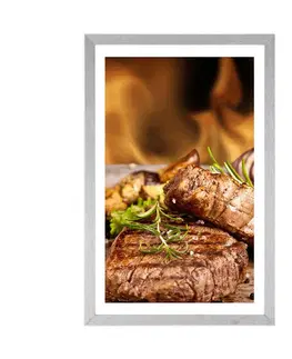 S kuchyňským motivem Plakát s paspartou grilovaný hovězí steak
