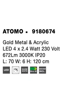 Designová závěsná svítidla NOVA LUCE závěsné svítidlo ATOMO zlatý kov a akryl LED 4 x 2.4W 230V 3000K IP20 9180674