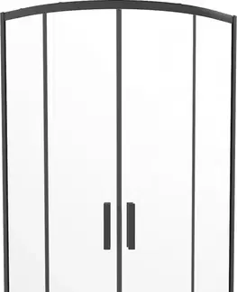 Sifony k pračkám MEXEN/S Rio čtvrtkruhový sprchový kout 70 x 70, transparent, černý + vanička se sifonem Flat, bílá 863-070-070-70-00-4110B