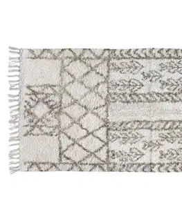 Koberce a koberečky Béžový bavlněný koberec s ornamenty a třásněmi Morroccan - 150*70cm Chic Antique 16095200