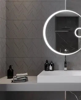 Koupelnová zrcadla MEXEN Ella zrcadlo s osvětlením s kosmetickým zrcátkem, 80 cm, LED 600 9811-080-080-611-00