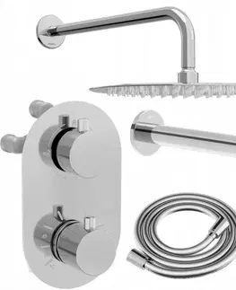 Sprchy a sprchové panely MEXEN/S Kai DR70 podomítkový vanový SET s výtokovou hubicí + slim sprcha 25 cm, chrom 77602DR70251-00