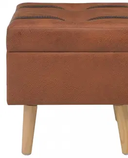 Předsíňové stěny Stolička s úložným prostorem umělá kůže / dřevo Dekorhome Hnědá