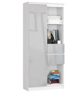Šatní skříně Ak furniture Skříň Rexa II 80 cm bílá/šedá