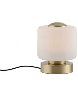 LED stolní lampy PAUL NEUHAUS LED stolní lampa, mosaz, kruhová, dotykový stmívač, nadčasový design 3000K