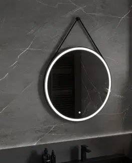 Koupelnová zrcadla MEXEN Reni zrcadlo s osvětlením,s 80 cm, LED 6000K, černý rám 9812-080-080-611-70