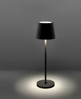 LED stolní lampy CENTURY Nabíjecí stmívatelné LED svítidlo LUME PLUS černá 2,2W 2700K IP54 USB Ra95 s nabíjecí základnou