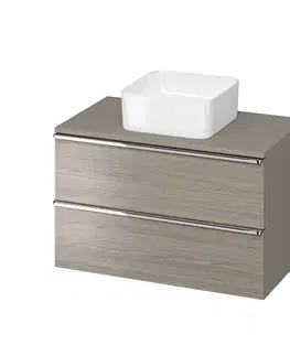 Koupelna CERSANIT Skříňka VIRGO 80 šedý dub pod umyvadlo na desku s chromovými úchyty S522-030
