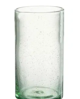 Sklenice Zelená sklenička na vodu s bublinkami Long Drink Lisboa green - Ø8*13cm / 500ml J-Line by Jolipa 21699