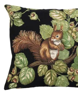 Dekorační polštáře Gobelínový polštář s veverkou a žaludy Gobelin Squirrel Acorn - 45*45*16cm Mars & More EVKSEE