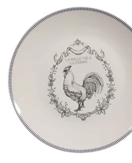 Talíře Porcelánový dezertní talíř s kohoutem Devine French Roster - Ø 20cm Clayre & Eef DFRDP